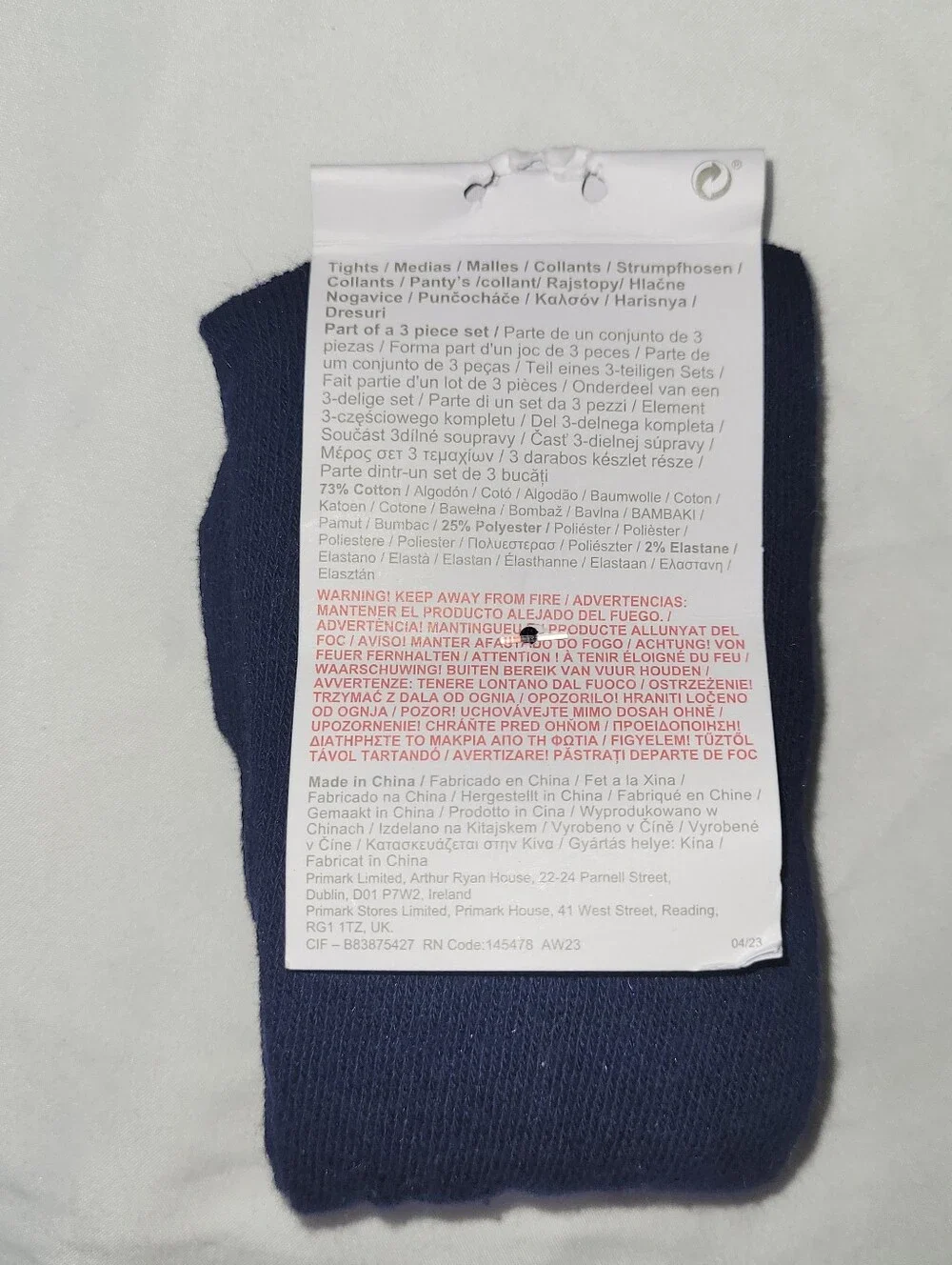 Primark Size 9-12 Months Navy Tights NWT